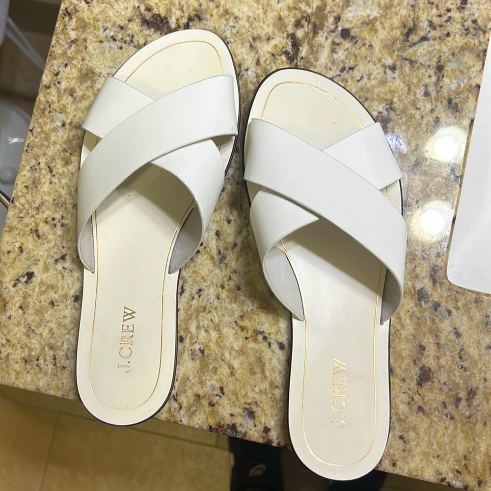 J. Crew White Cross Sandals
